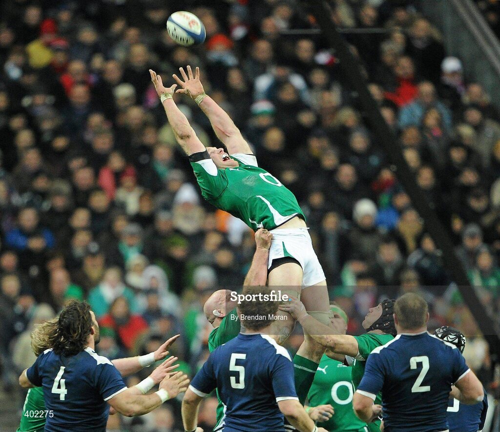 13 February 2010; Paul O'Connell, Ireland, reaches for a high ball. RBS Six Nations Rugby Championship, France v Ireland, Stade de France, Saint Denis, Paris, France. Picture credit: Brendan Moran / SPORTSFILE