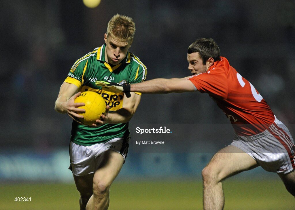 13 February 2010; Barry John Walsh, Kerry, is tackled by Kieran O'Leary, Cork. Allianz National Football League, Division 1, Round 2, Cork v Kerry, Pairc Ui Rinn, Cork. Picture credit: Matt Browne / SPORTSFILE