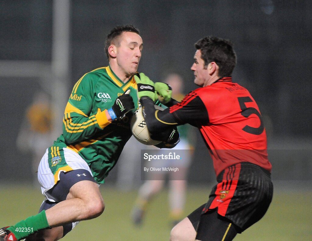 13 February 2010; Graham Reilly, Meath, in action against Kevin McKernnan, Down. Allianz National Football League, Division 2, Round 2, Down v Meath, Pairc Esler, Newry, Co. Down. Picture credit: Oliver McVeigh / SPORTSFILE