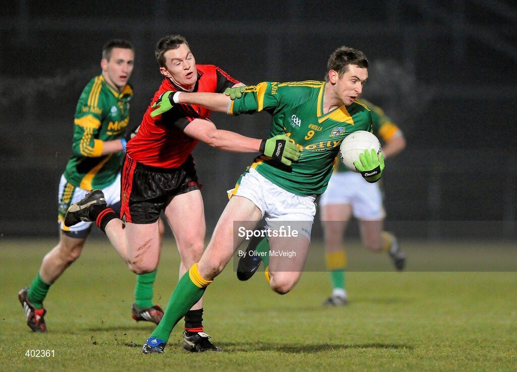13 February 2010; Mark Ward, Meath, in action against Kalum King, Down. Allianz National Football League, Division 2, Round 2, Down v Meath, Pairc Esler, Newry, Co. Down. Picture credit: Oliver McVeigh / SPORTSFILE