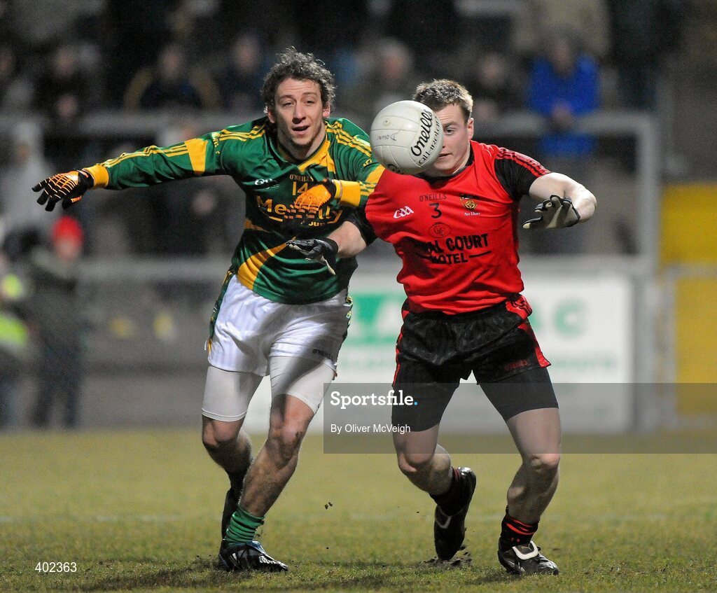 13 February 2010; Jamie Queeney, Meath, in action against Brendan McArdle, Down. Allianz National Football League, Division 2, Round 2, Down v Meath, Pairc Esler, Newry, Co. Down. Picture credit: Oliver McVeigh / SPORTSFILE