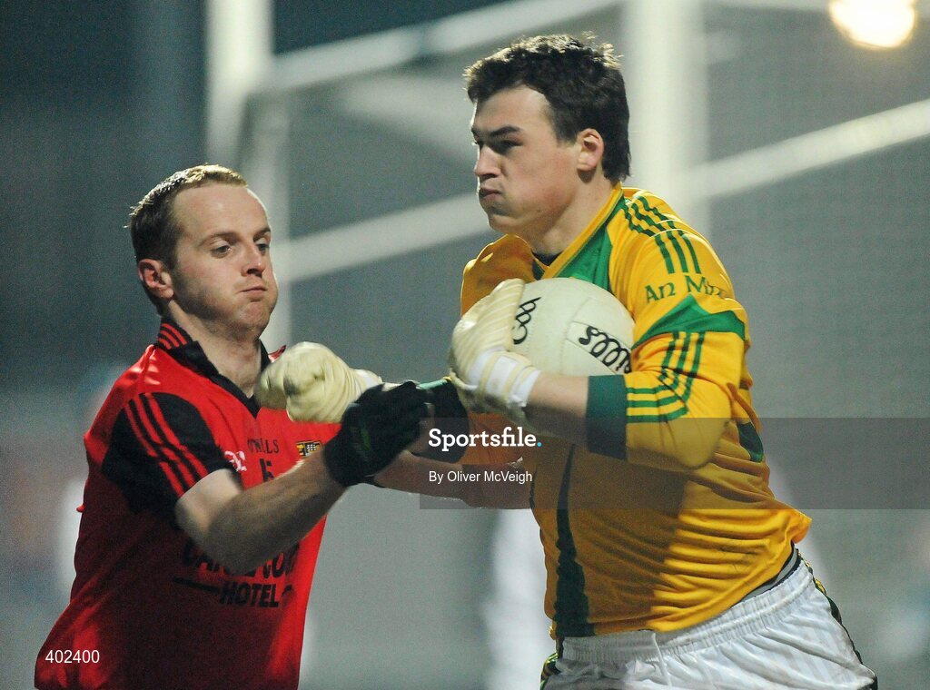 13 February 2010; Paddy O'Rourke, Meath, in action against Benny Coulter, Down. Allianz National Football League, Division 2, Round 2, Down v Meath, Pairc Esler, Newry, Co. Down. Picture credit: Oliver McVeigh / SPORTSFILE