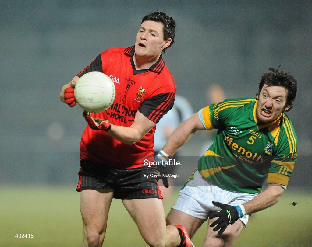 13 February 2010; Martin Clarke, Down, in action against Michael Burke, Meath. Allianz National Football League, Division 2, Round 2, Down v Meath, Pairc Esler, Newry, Co. Down. Picture credit: Oliver McVeigh / SPORTSFILE