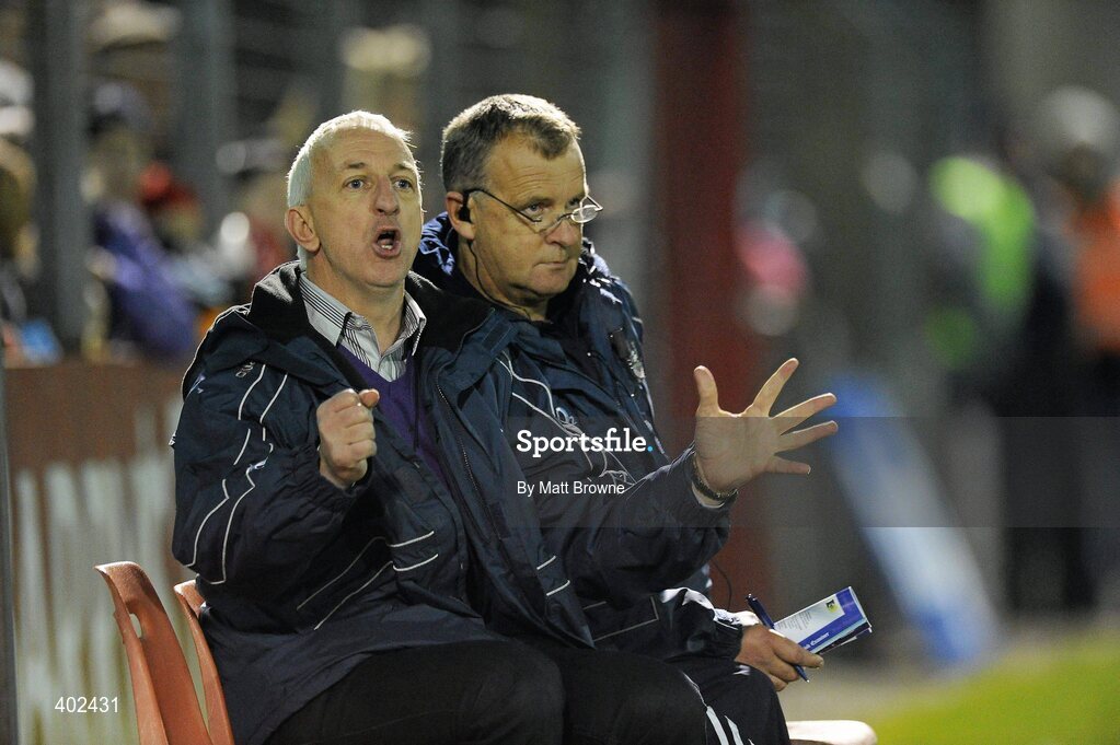 13 February 2010; Cork manager Conor Counihan watches his team in action against Kerry with selector Jim Nolan. Allianz National Football League, Division 1, Round 2, Cork v Kerry, Pairc Ui Rinn, Cork. Picture credit: Matt Browne / SPORTSFILE