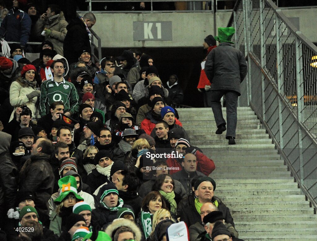 13 February 2010; An Ireland supporter leaves the ground early in the second half. RBS Six Nations Rugby Championship, France v Ireland, Stade de France, Saint Denis, Paris, France. Picture credit: Brian Lawless / SPORTSFILE *** Local Caption ***
