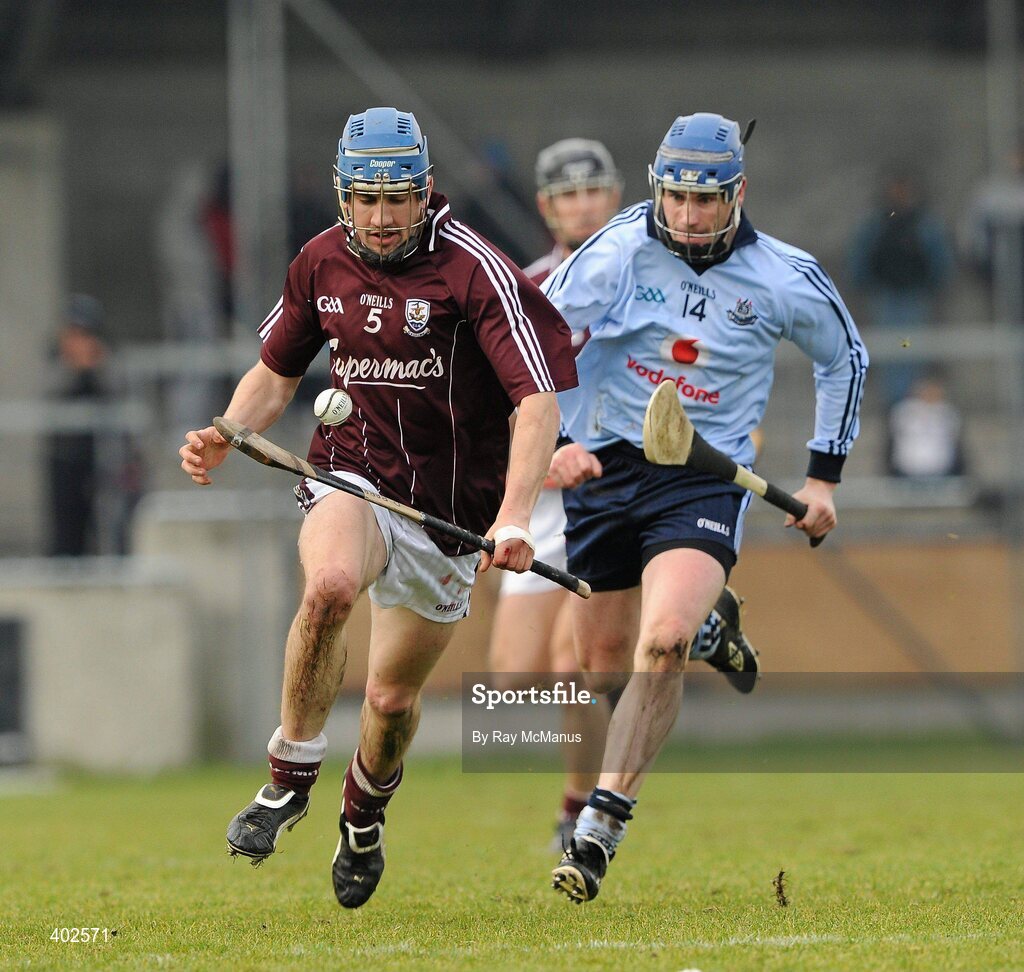 14 February 2010; Donal Barry, Galway, in action against Kevin Flynn, Dublin. Walsh Cup Final, Dublin v Galway, Parnell Park, Dublin. Picture credit: Ray McManus / SPORTSFILE