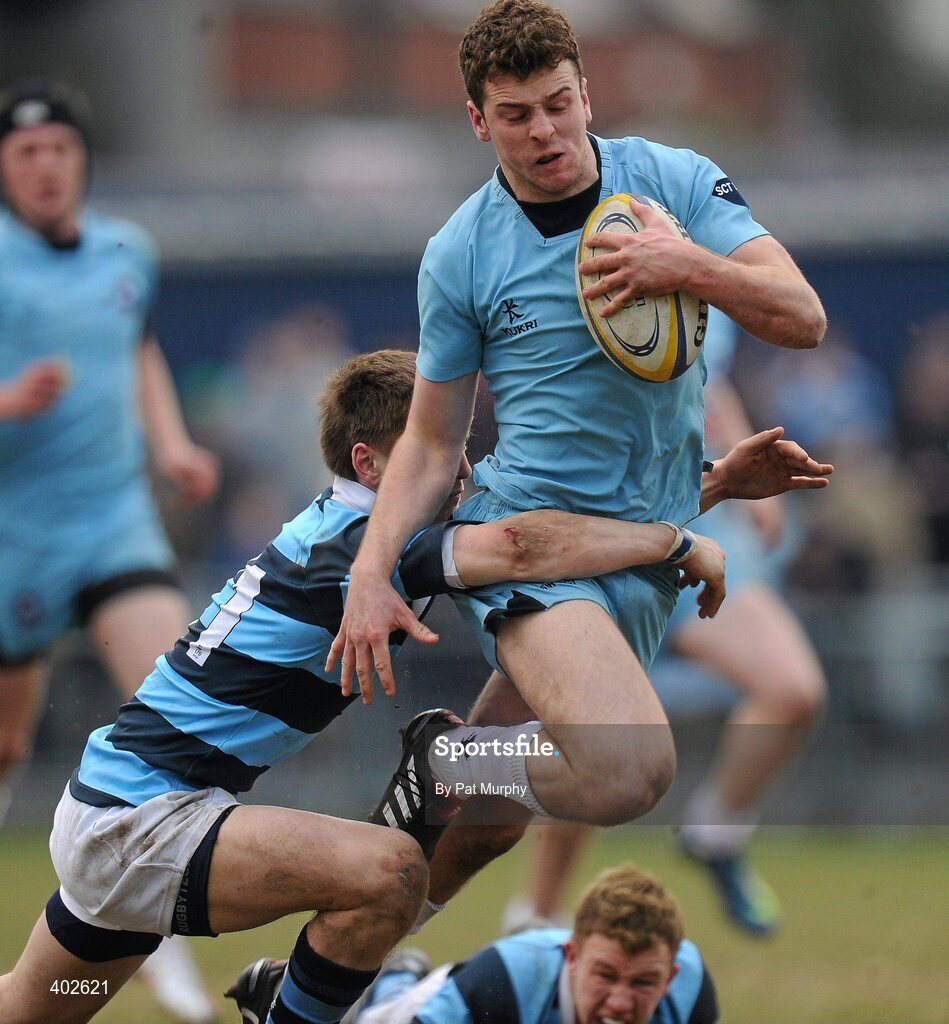 14 February 2010; Alex Kelly, St. Michael's College, is tackled by Fergus Toolin, Castleknock College. Leinster Schools Senior Cup Quarter-Final, St. Michael's College v Castleknock College, v, Donnybrook Stadium, Donnybrook, Dublin. Picture credit: Pat Murphy / SPORTSFILE