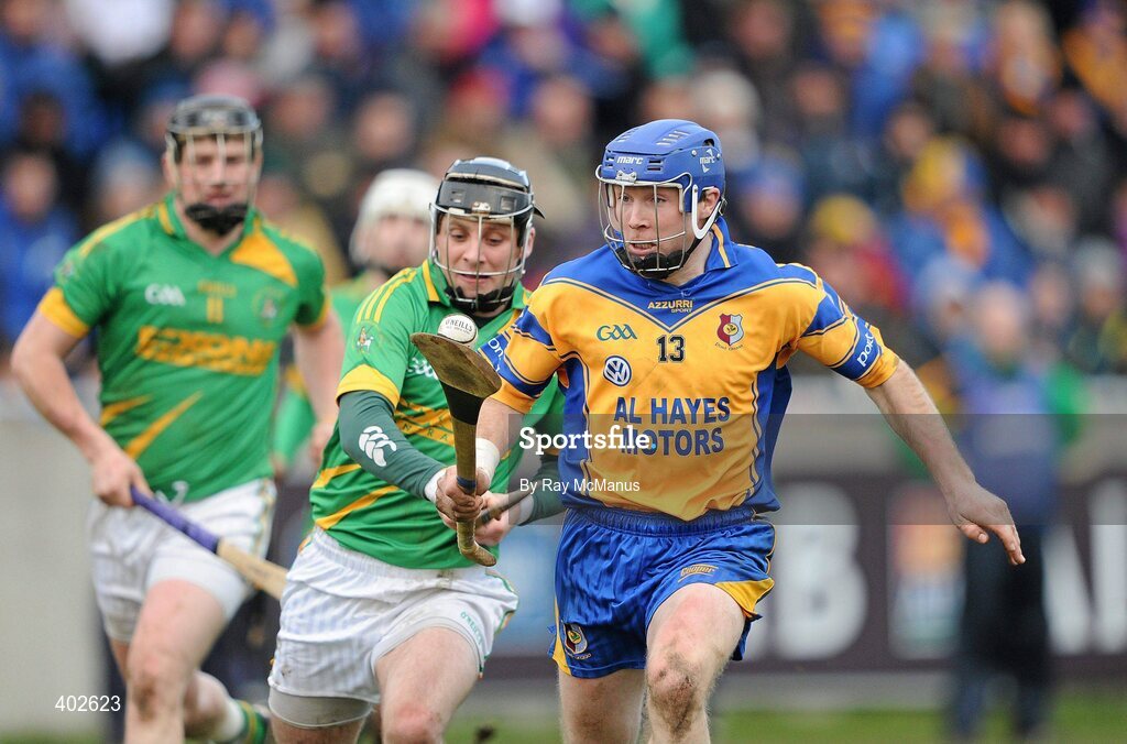 14 February 2010; Damien Hayes, Portumna, in action against Michael McClements, Dunloy Cuchullians. AIB GAA Hurling All-Ireland Senior Club Championship Semi-Final, Portumna v Dunloy Cuchullians, Parnell Park, Dublin. Picture credit: Ray McManus / SPORTSFILE