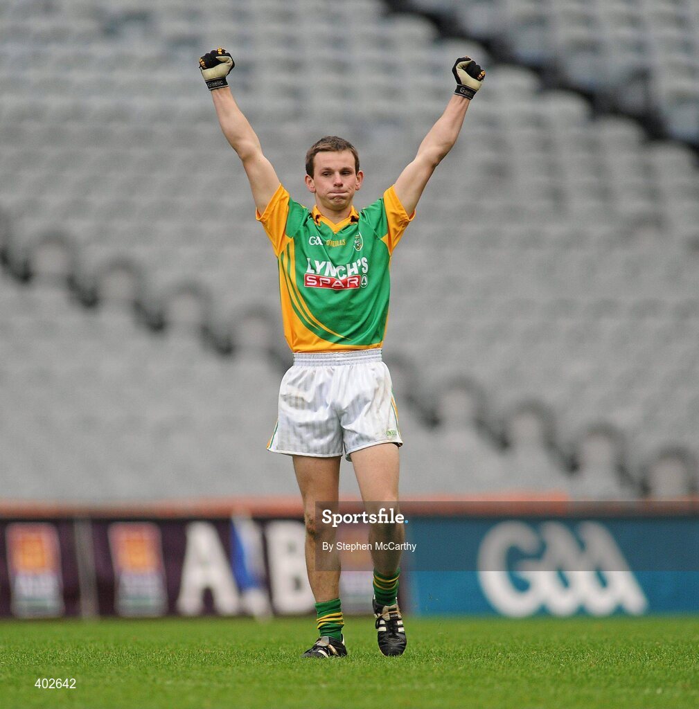 14 February 2010; Ryan Kelliher, Castlegregory, celebrates at the final whistle. AIB GAA Football All-Ireland Junior Club Championship Final, Castlegregory, Kerry, v Kiltimagh, Mayo, Croke Park, Dublin. Picture credit: Stephen McCarthy / SPORTSFILE