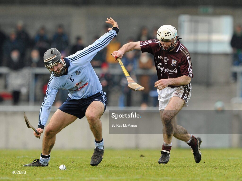 14 February 2010; Stephen Hiney, Dublin, in action against Niall Hayes, Galway. Walsh Cup Final, Dublin v Galway, Parnell Park, Dublin. Picture credit: Ray McManus / SPORTSFILE