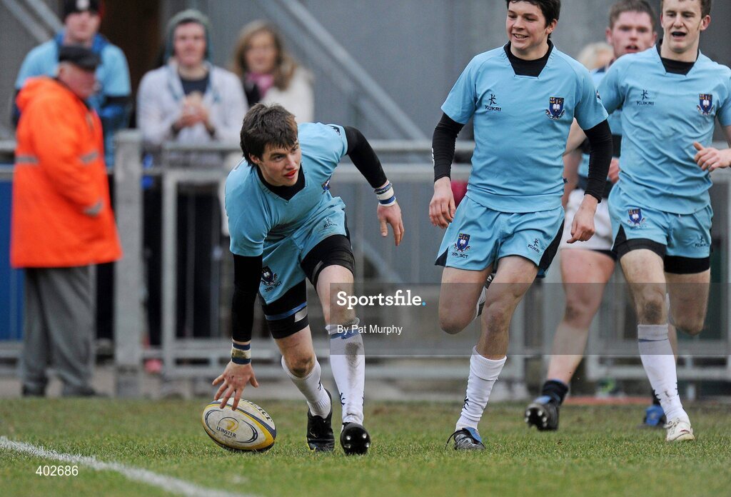 14 February 2010; Cormac Diamond, St. Michael's College, scores a late try for his team. Leinster Schools Senior Cup Quarter-Final, St. Michael's College v Castleknock College, v, Donnybrook Stadium, Donnybrook, Dublin. Picture credit: Pat Murphy / SPORTSFILE