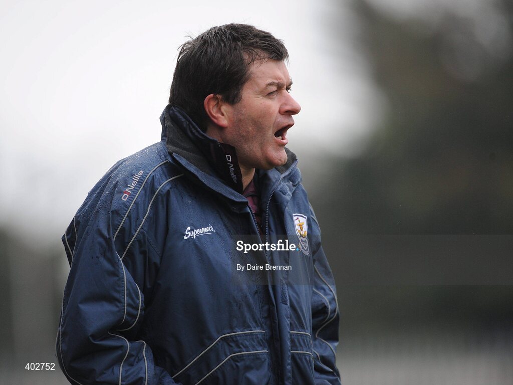 14 February 2010; Galway manager John McIntyre shouts instructions to his players during the game. Walsh Cup Final, Dublin v Galway, Parnell Park, Dublin. Picture credit: Dáire Brennan / SPORTSFILE