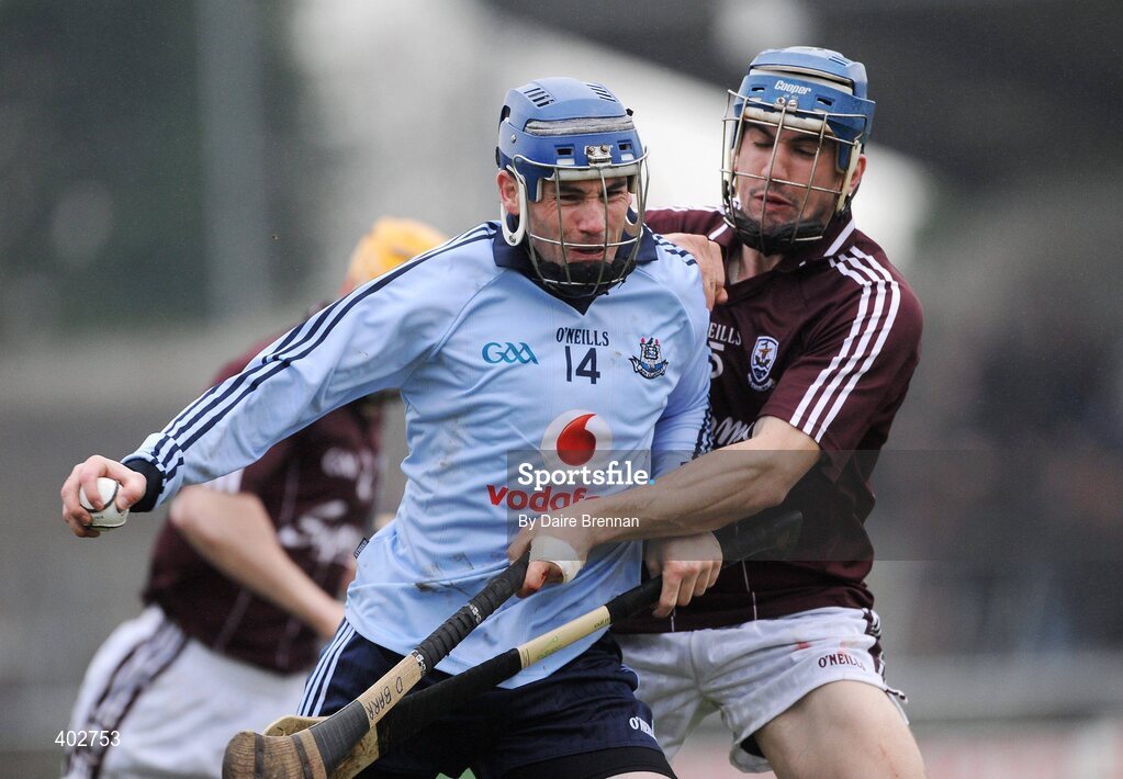 14 February 2010; Kevin Flynn, Dublin, in action against Donal Barry, Galway. Walsh Cup Final, Dublin v Galway, Parnell Park, Dublin. Picture credit: Dáire Brennan / SPORTSFILE