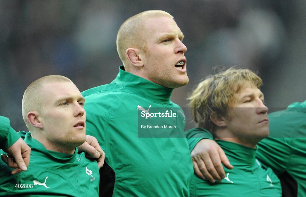 13 February 2010; Ireland players, from left, Keith Earls, Paul O'Connell and Jerry Flannery during Ireland's Call. RBS Six Nations Rugby Championship, France v Ireland, Stade de France, Saint Denis, Paris, France. Picture credit: Brendan Moran / SPORTSFILE