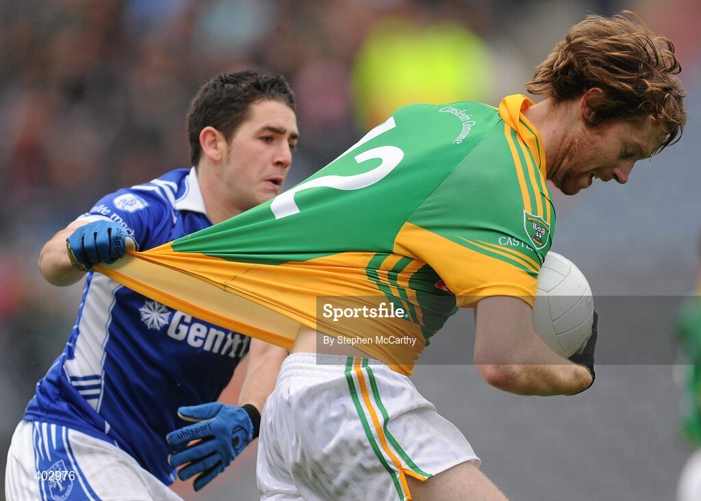 14 February 2010; JB Spillane, Castlegregory, in action against Damien Gallagher, Kiltimagh. AIB GAA Football All-Ireland Junior Club Championship Final, Castlegregory, Kerry, v Kiltimagh, Mayo, Croke Park, Dublin. Picture credit: Stephen McCarthy / SPORTSFILE