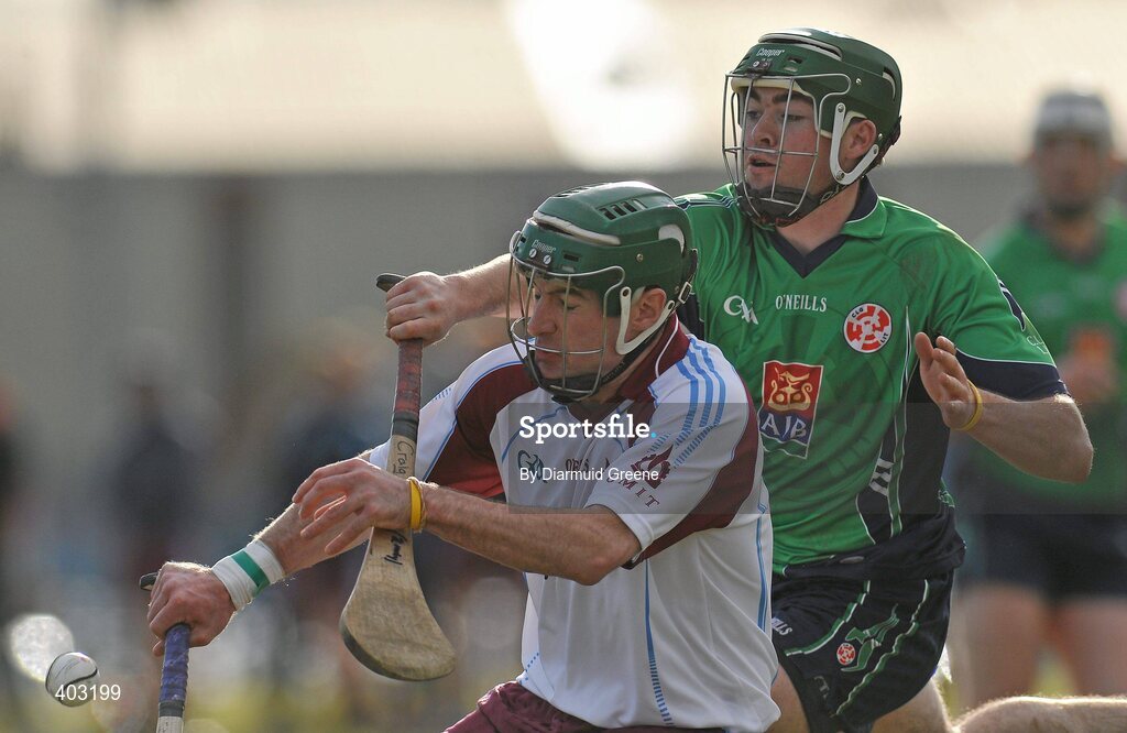 16 February 2010; Andrew O'Shaughnessey, GMIT, in action against Cathal Chaplin, LIT. Ulster Bank Fitzgibbon Cup, Round 3, Limerick Institute of Technology v Galway Mayo Institute of Technology. Limerick IT, Limerick. Picture credit: Diarmuid Greene / SPORTSFILE