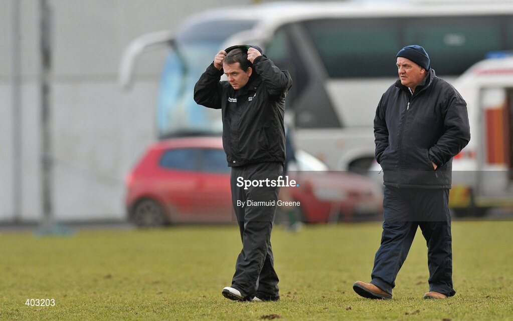 16 February 2010; LIT manager Davy Fitzgerald, left, followed by selector Cyril Farrell after the game. Ulster Bank Fitzgibbon Cup Round 3, Limerick Institute of Technology v Galway Mayo Institute of Technology. Limerick IT, Limerick. Picture credit: Diarmuid Greene / SPORTSFILE