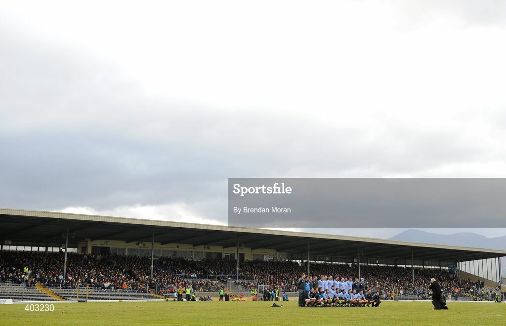 7 February 2010; The Dublin team stand for a team photograph before the game. Allianz GAA Football National League, Division 1, Round 1, Kerry v Dublin. Fitzgerald Stadium, Killarney. Picture credit: Brendan Moran / SPORTSFILE