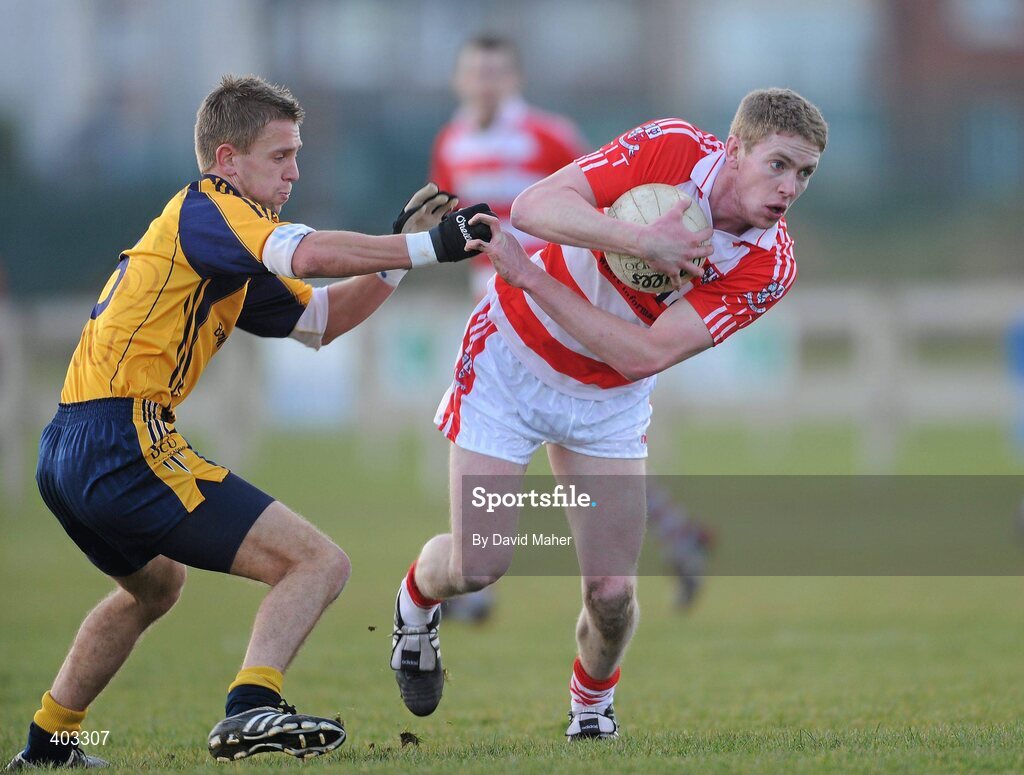 17 February 2010; Andrew O'Sullivan, CIT, in action against Jonny Cooper, DCU. Ulster Bank Sigerson Cup Quarter-Final, Dublin City University v Cork Institute of Technology, DCU Sportsgrounds, Ballymun, Dublin. Picture credit: David Maher / SPORTSFILE