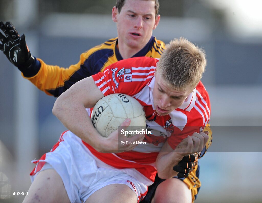 17 February 2010; Barry John Walsh, CIT, in action against Philip McMahon, DCU. Ulster Bank Sigerson Cup Quarter-Final, Dublin City University v Cork Institute of Technology, DCU Sportsgrounds, Ballymun, Dublin. Picture credit: David Maher / SPORTSFILE