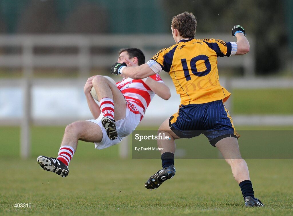 17 February 2010; Paul Flynn, DCU, in action against Ray Carey, CIT. Ulster Bank Sigerson Cup Quarter-Final, Dublin City University v Cork Institute of Technology, DCU Sportsgrounds, Ballymun, Dublin. Picture credit: David Maher / SPORTSFILE