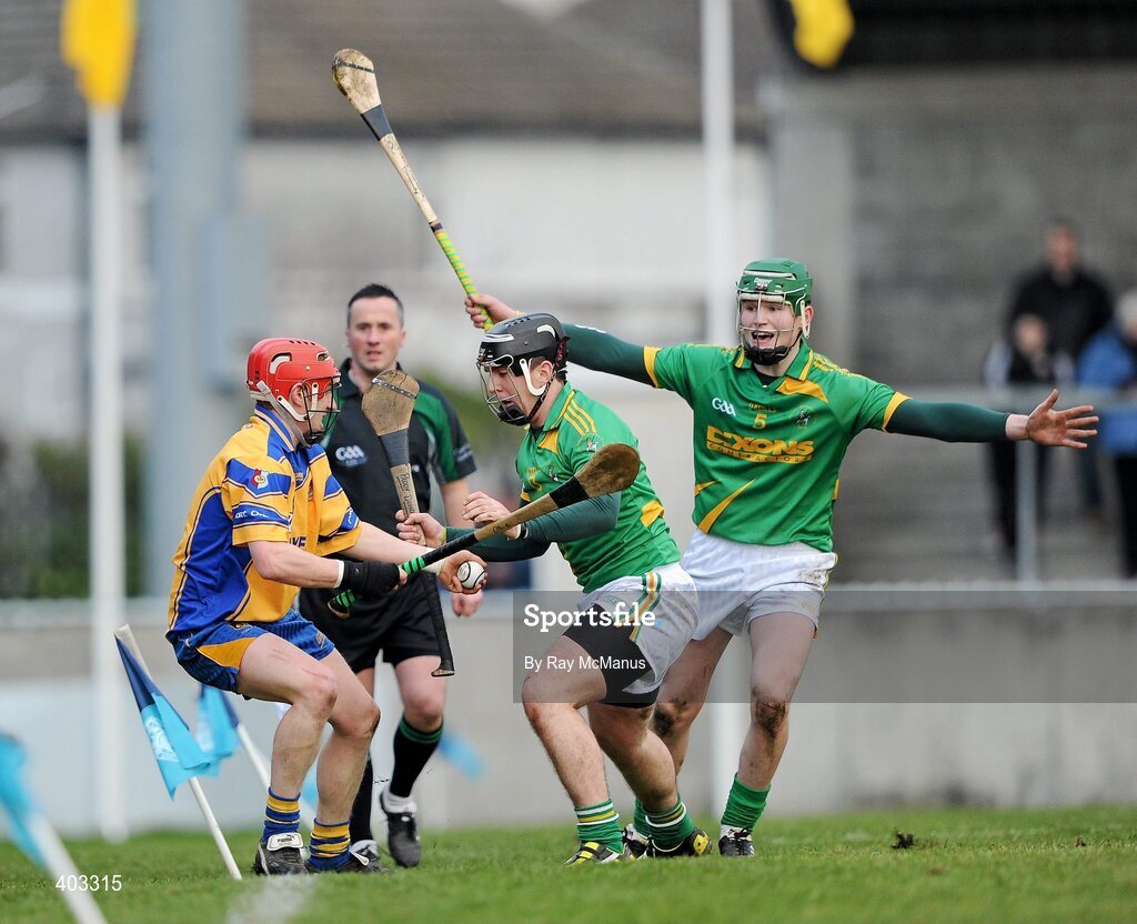14 February 2010; Ollie Canning, Portumna, in action against Patrick Doherty and Kevin McKeague, Dunloy Cuchullians. AIB GAA Hurling All-Ireland Senior Club Championship Semi-Final, Portumna v Dunloy Cuchullians, Parnell Park, Dublin. Picture credit: Ray McManus / SPORTSFILE