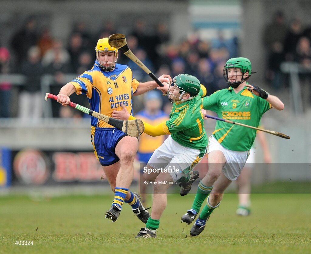 14 February 2010; Kevin Hayes, Portumna, in action against Paul Shiels and Colum Cunning, Dunloy Cuchullians. AIB GAA Hurling All-Ireland Senior Club Championship Semi-Final, Portumna v Dunloy Cuchullians, Parnell Park, Dublin. Picture credit: Ray McManus / SPORTSFILE