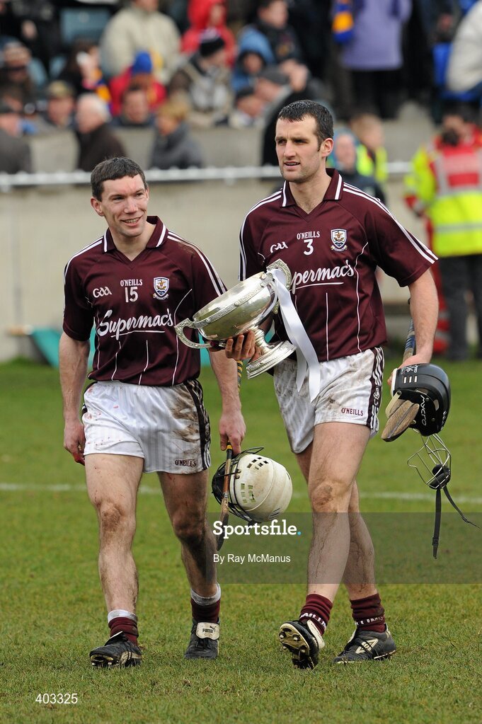 14 February 2010; The Galway captain Shane Kavanagh, right, and corner-forward Niall Hayes wak accross the pitch after the game. Walsh Cup Final, Dublin v Galway, Parnell Park, Dublin. Picture credit: Ray McManus / SPORTSFILE