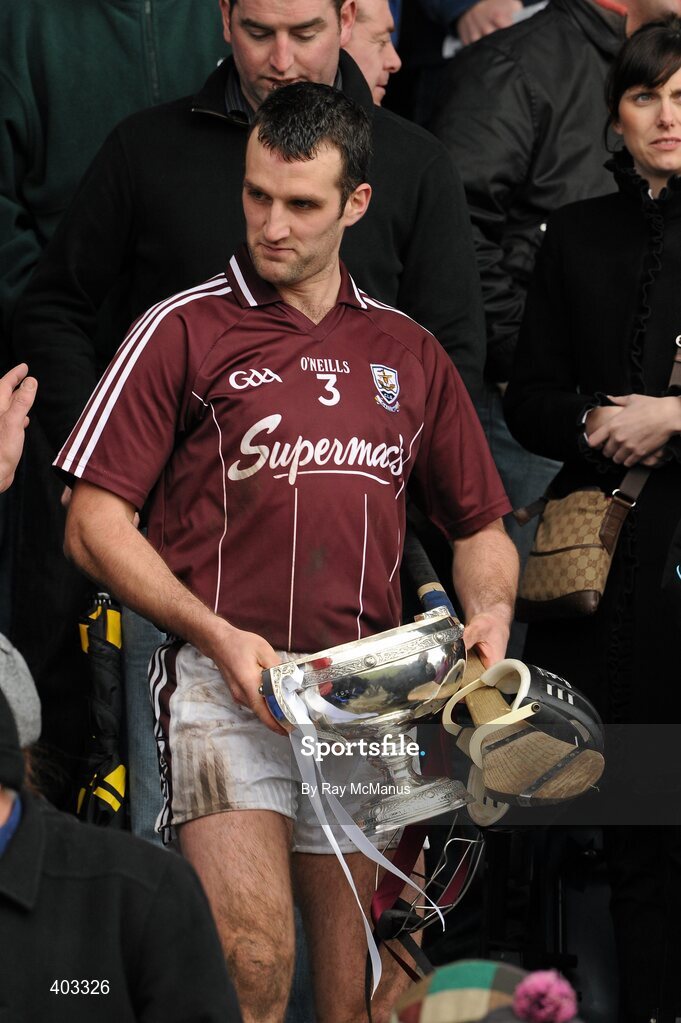 14 February 2010; The Galway captain Shane Kavanagh with the cup after the presentation. Walsh Cup Final, Dublin v Galway, Parnell Park, Dublin. Picture credit: Ray McManus / SPORTSFILE