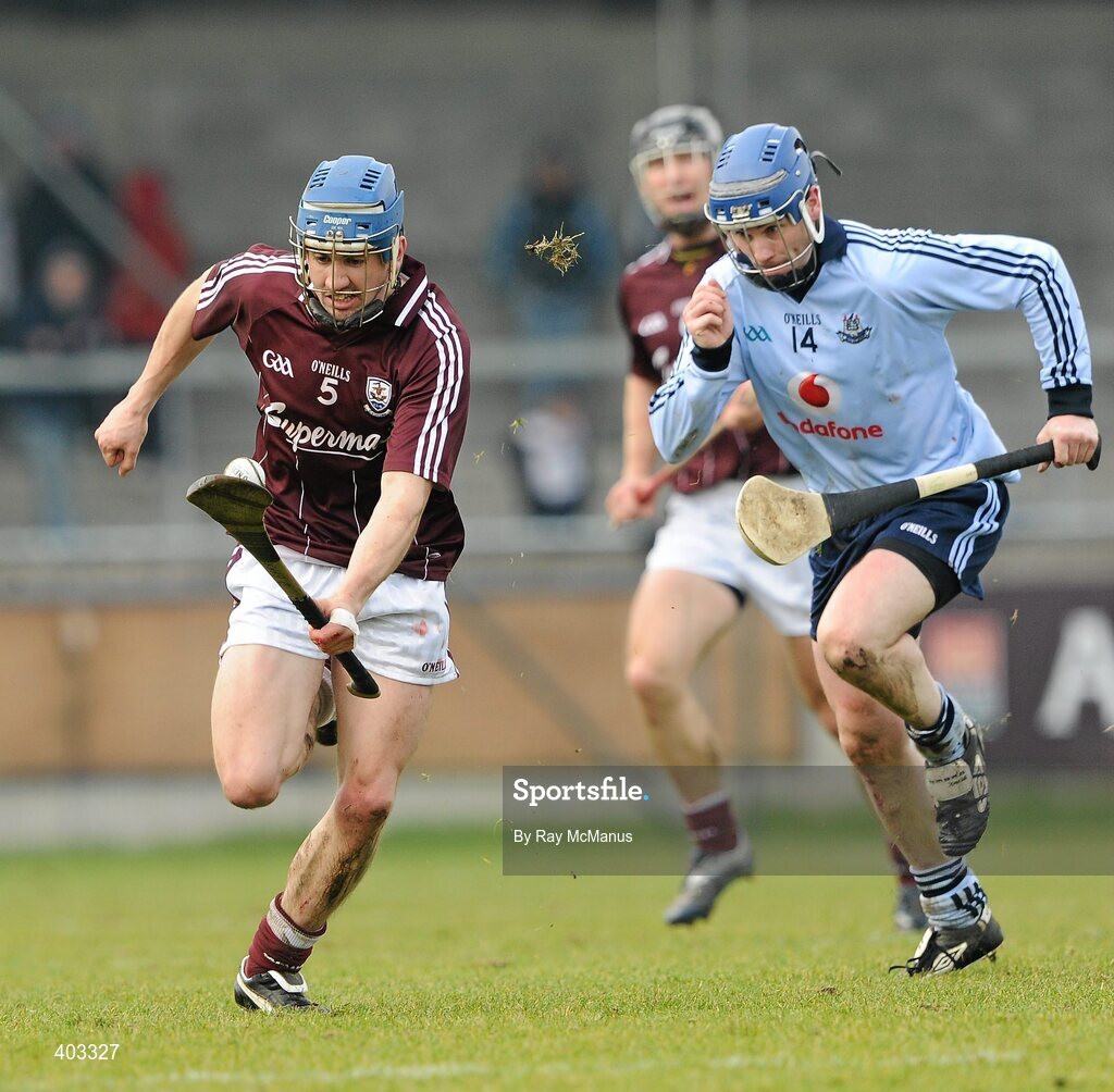 14 February 2010; Donal Barry, Galway, in action against Kevin Flynn, Dublin. Walsh Cup Final, Dublin v Galway, Parnell Park, Dublin. Picture credit: Ray McManus / SPORTSFILE