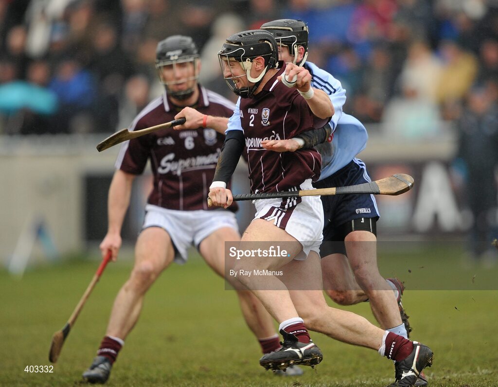 14 February 2010; Damien Joyce, Galway, in action against Alan McCrabbe, Dublin. Walsh Cup Final, Dublin v Galway, Parnell Park, Dublin. Picture credit: Ray McManus / SPORTSFILE