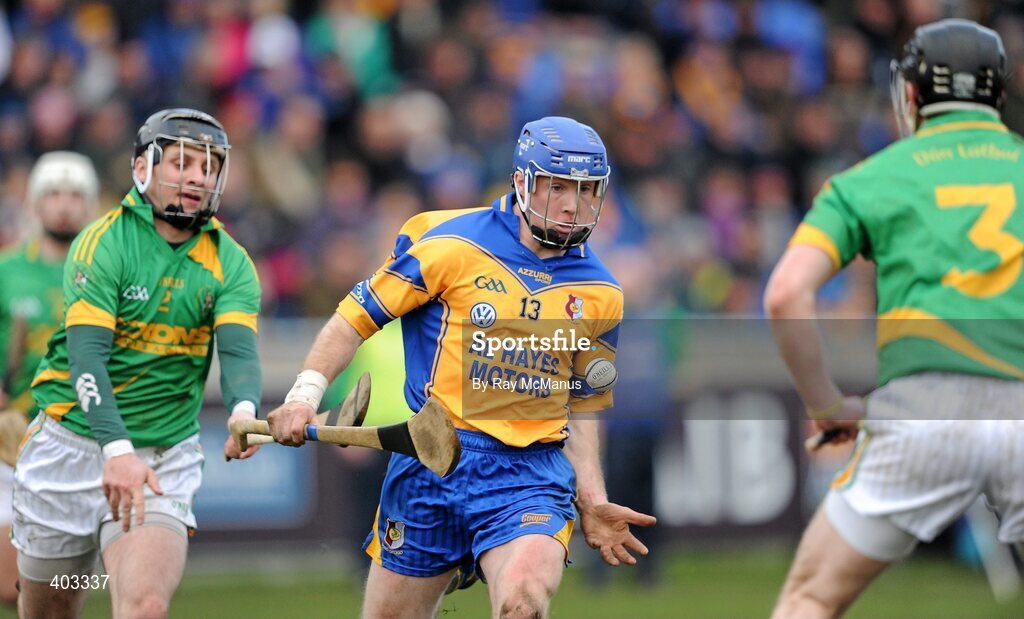 14 February 2010; Damien Hayes, Portumna, in action against Michael McClements, Dunloy Cuchullians. AIB GAA Hurling All-Ireland Senior Club Championship Semi-Final, Portumna v Dunloy Cuchullians, Parnell Park, Dublin. Picture credit: Ray McManus / SPORTSFILE