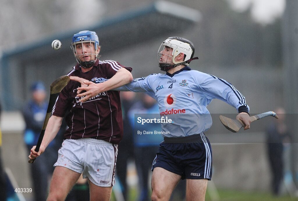 14 February 2010; Aidan Harte, Galway, in action against Ruairí Trainor, Dublin. Walsh Cup Final, Dublin v Galway, Parnell Park, Dublin. Picture credit: Daire Brennan / SPORTSFILE
