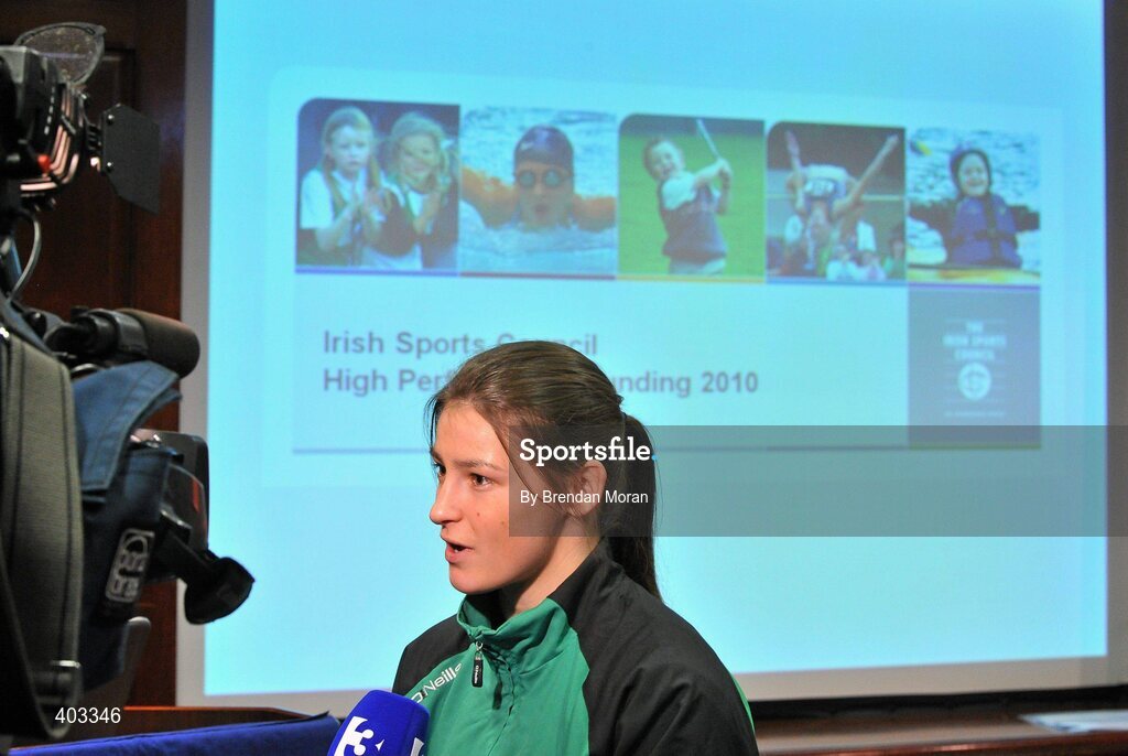 17 February 2010; At the announcement of the High Performance Grants 2010 by the Irish Sports Council is boxer Katie Taylor. The Irish Sports Council’s €8.35 million investment package in High Performance Sport for 2010 was formally announced at an press conference attended by many of the country’s high performance athletes. As part of the investment package, 16 sports bodies will receive €5.7 million for their High Performance Plans and 273 athletes and four teams will receive €2.65 million under the International Carding Scheme. O'Callaghan Davenport Hotel, Dublin. Picture credit: Brendan Moran / SPORTSFILE