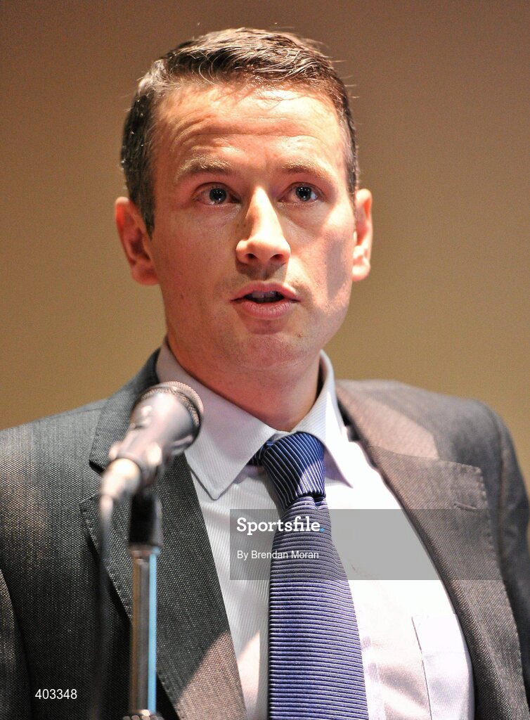 17 February 2010; Head of the High Performance Unit of the Irish Sports Council, Finbarr Kirwan, speaking at the announcement of the High Performance Grants 2010 by the Irish Sports Council. The Irish Sports Council’s €8.35 million investment package in High Performance Sport for 2010 was formally announced at an press conference attended by many of the country’s high performance athletes. As part of the investment package, 16 sports bodies will receive €5.7 million for their High Performance Plans and 273 athletes and four teams will receive €2.65 million under the International Carding Scheme. O'Callaghan Davenport Hotel, Dublin. Picture credit: Brendan Moran / SPORTSFILE