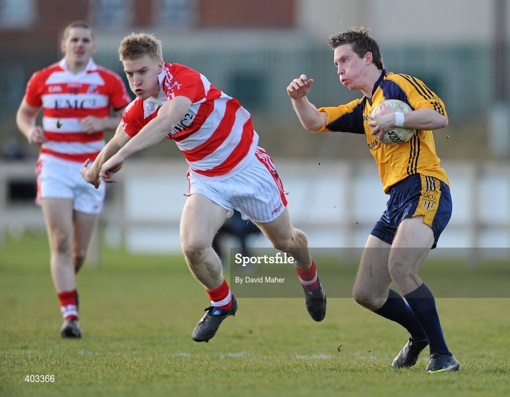 17 February 2010; Kevin Nolan, DCU, in action against Barry John Walsh, CIT. Ulster Bank Sigerson Cup Quarter-Final, Dublin City University v Cork Institute of Technology, DCU Sportsgrounds, Ballymun, Dublin. Picture credit: David Maher / SPORTSFILE