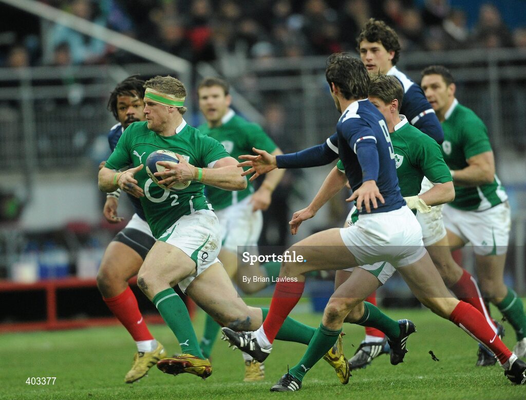 13 February 2010; Jamie Heaslip, Ireland, in action against France. RBS Six Nations Rugby Championship, France v Ireland, Stade de France, Saint Denis, Paris, France. Picture credit: Brian Lawless / SPORTSFILE *** Local Caption ***