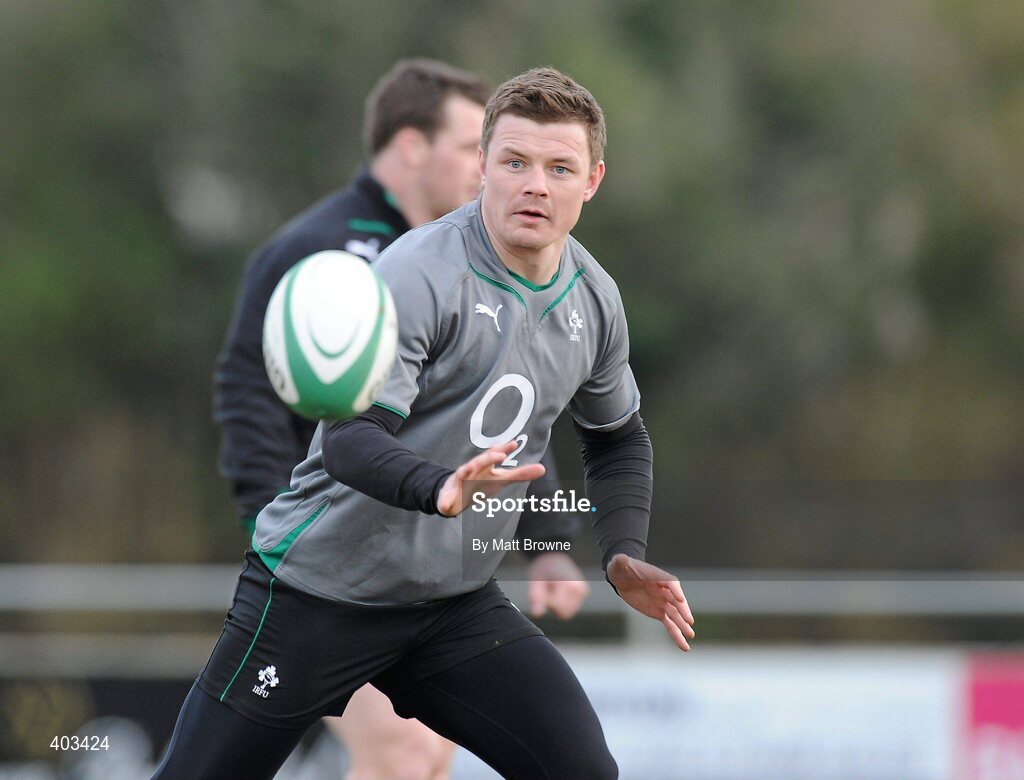 17 February 2010; Ireland's Brian O'Driscoll in action during rugby squad training ahead of their RBS Six Nations Rugby Championship game against England on Saturday week. Presentaion Brothers College Grounds, Wilton, Co. Cork. Picture credit: Matt Browne / SPORTSFILE