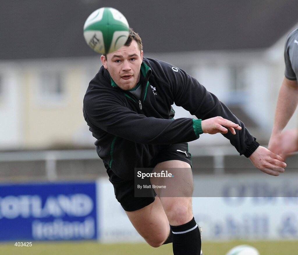 17 February 2010; Ireland's Cian Healy in action during rugby squad training ahead of their RBS Six Nations Rugby Championship game against England on Saturday week. Presentaion Brothers College Grounds, Wilton, Co. Cork. Picture credit: Matt Browne / SPORTSFILE