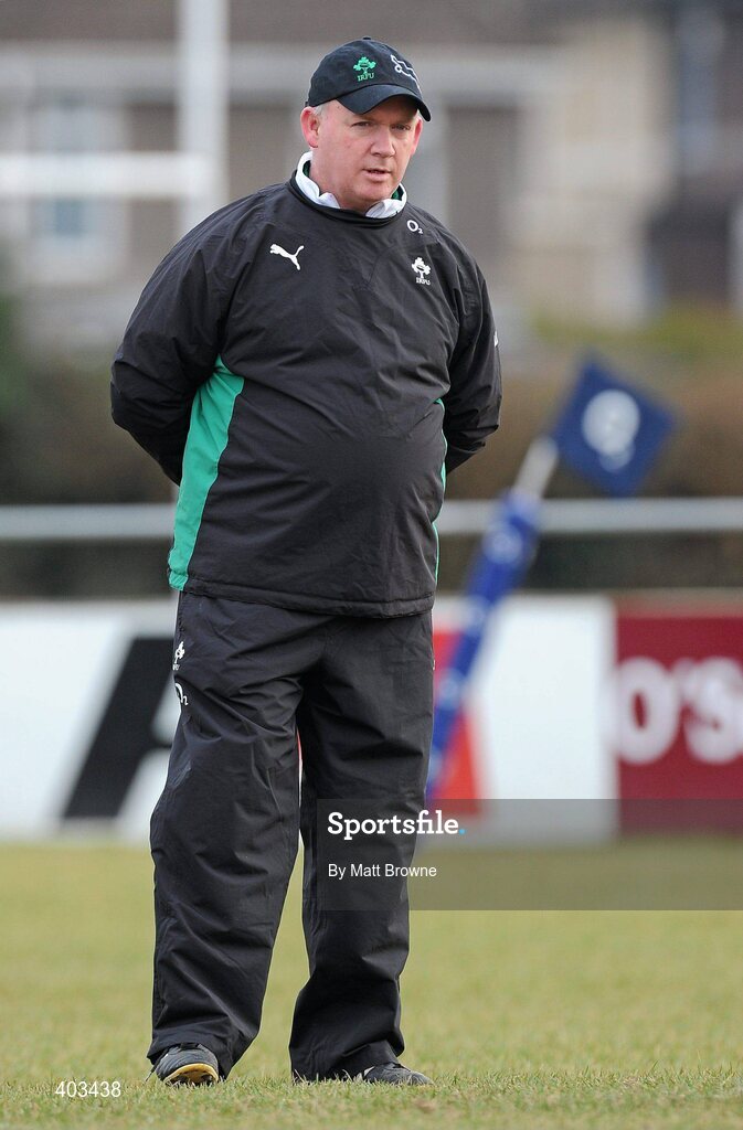 17 February 2010; Ireland head coach Declan Kidney during rugby squad training ahead of their RBS Six Nations Rugby Championship game against England on Saturday week. Presentaion Brothers College Grounds, Wilton, Co. Cork. Picture credit: Matt Browne / SPORTSFILE