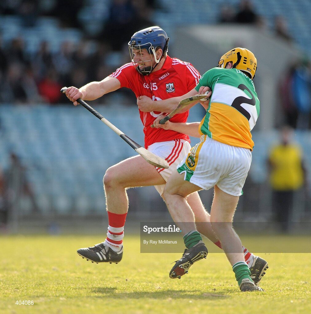21 February 2010; Patrick Horgan, Cork, in action against James Rigney, Offaly. Allianz GAA Hurling National League Division 1 Round 1, Cork v Offaly. Pairc Ui Chaoimh, Cork. Picture credit: Ray McManus / SPORTSFILE