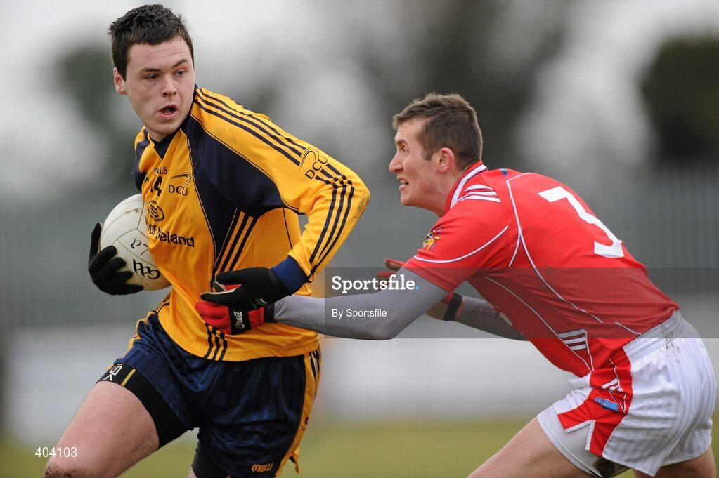 21 February 2010; Donal Shine, Dublin City University, in action against Dessie Finnegan, Louth. O'Byrne Cup Final, Louth v Dublin City University. Dowdallshill, Dundalk, Co. Louth. Photo by Sportsfile