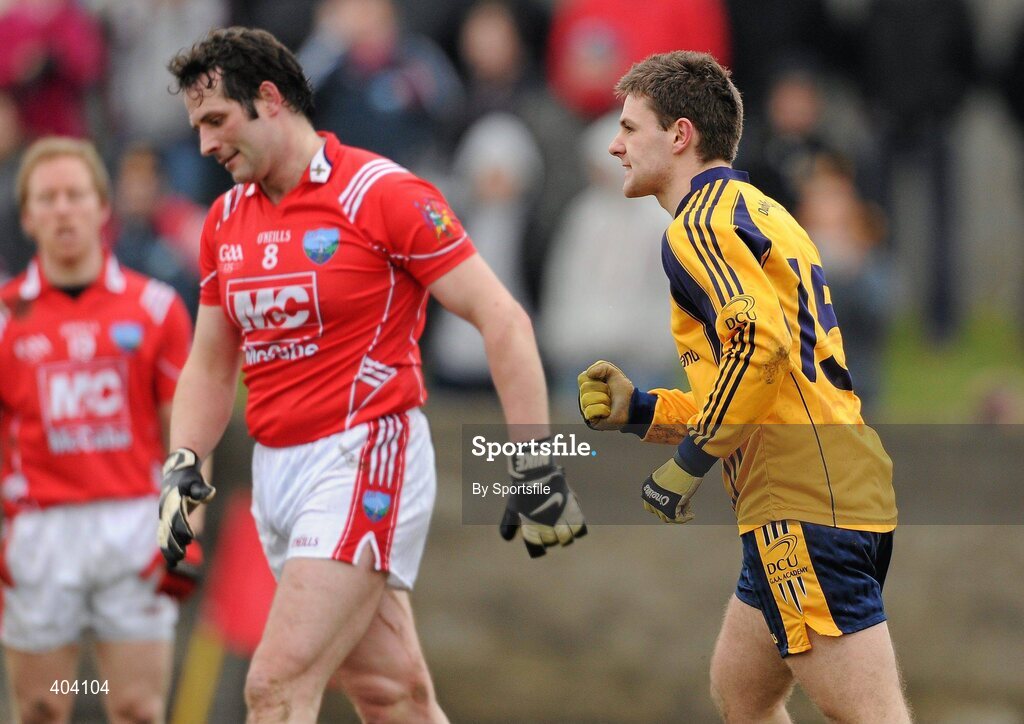21 February 2010; Willie Mulhall, Dublin City University, celebrates after scoring his side's first goal. O'Byrne Cup Final, Louth v Dublin City University. Dowdallshill, Dundalk, Co. Louth. Photo by Sportsfile