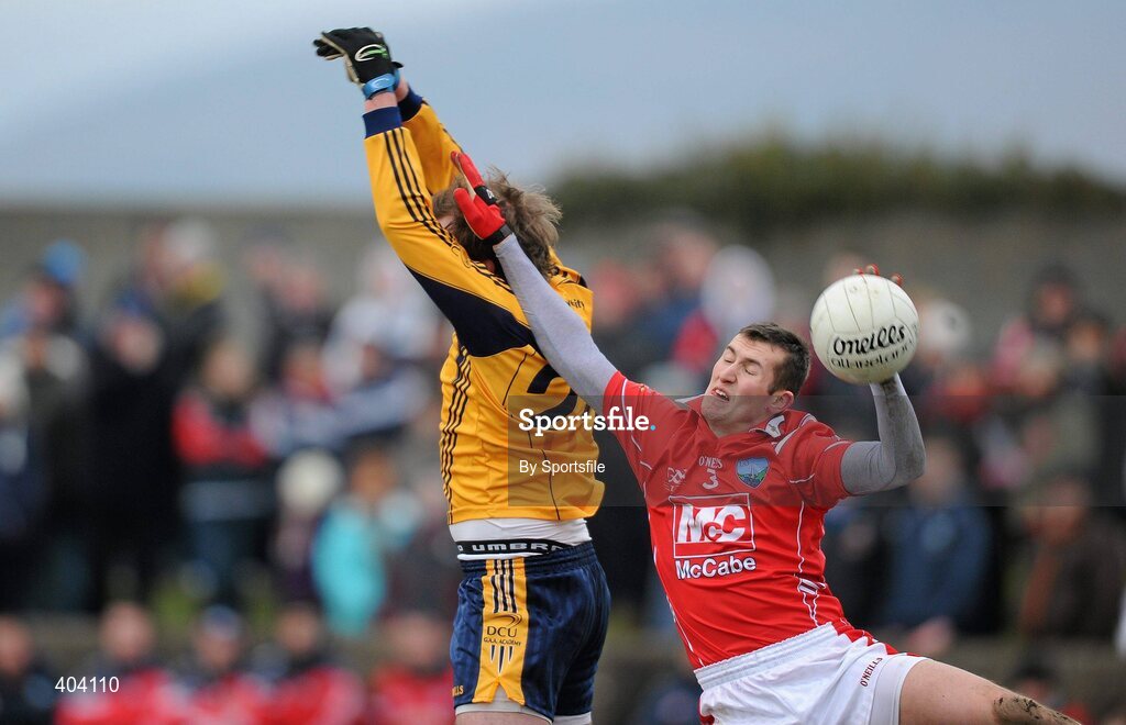 21 February 2010; Dessie Finnegan, Louth, in action against Brian Sheridan, Dublin City University. O'Byrne Cup Final, Louth v Dublin City University. Dowdallshill, Dundalk, Co. Louth. Photo by Sportsfile