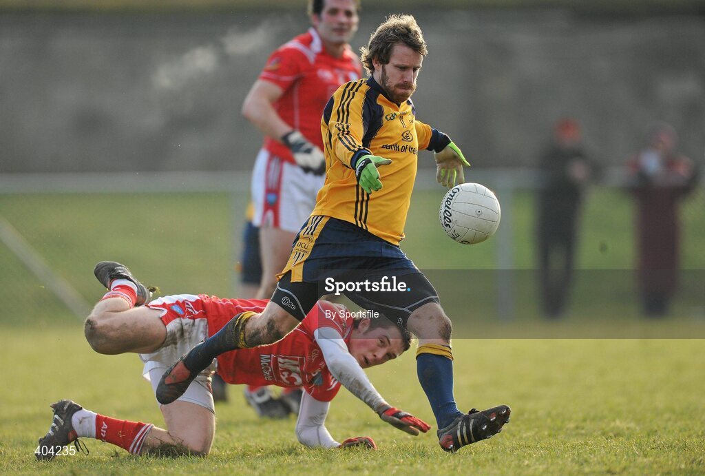 21 February 2010; Michael Lyng, Dublin City University, in action against Declan Byrne, Louth. O'Byrne Cup Final, Louth v Dublin City University. Dowdallshill, Dundalk, Co. Louth. Photo by Sportsfile