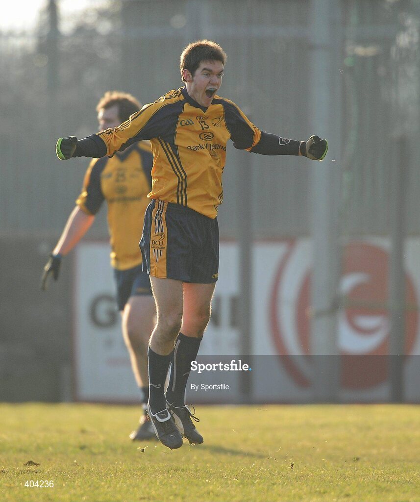 21 February 2010; Shane Roche, Dublin City University, celebrates after scoring his side's winning point. O'Byrne Cup Final, Louth v Dublin City University. Dowdallshill, Dundalk, Co. Louth. Photo by Sportsfile