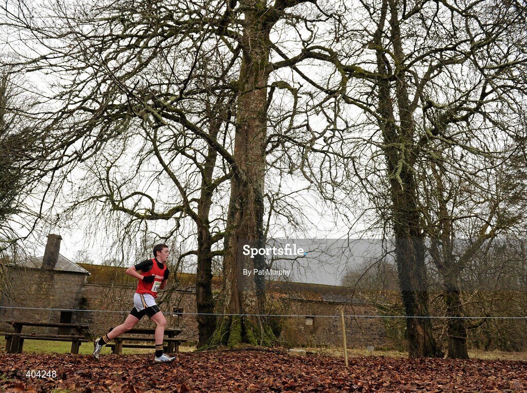 21 February 2010; Niall Leamy, St. Cronan's AC, Clare, who was the only competitor in the race, on his way to winning the U19 Woodie’s DIY Juvenile ‘B’ Cross Country. Juvenile Athletes, Woodie’s DIY Juvenile ‘B’ Cross Country. Lough Key Forest Park, Boyle, Co. Roscommon. Picture credit: Pat Murphy / SPORTSFILE