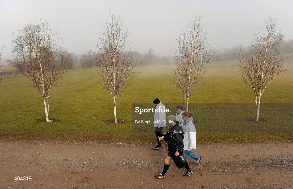 21 February 2010; Match officials make their way to the pitch. Ashbourne Shield Final, Cork Institute of Technology v University of Limerick. Cork Institute of Technology, Cork. Picture credit: Stephen McCarthy / SPORTSFILE