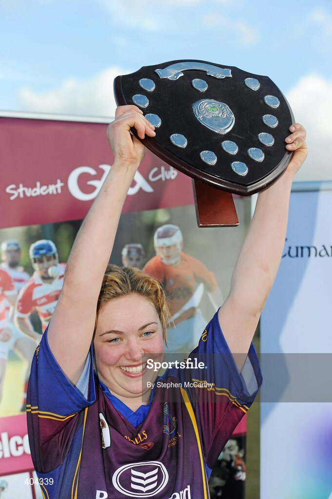 21 February 2010; UL captain Aine Lyng lifts the Ashbourne Shield following victory over CIT. Ashbourne Shield Final, Cork Institute of Technology v University of Limerick. Cork Institute of Technology, Cork. Picture credit: Stephen McCarthy / SPORTSFILE