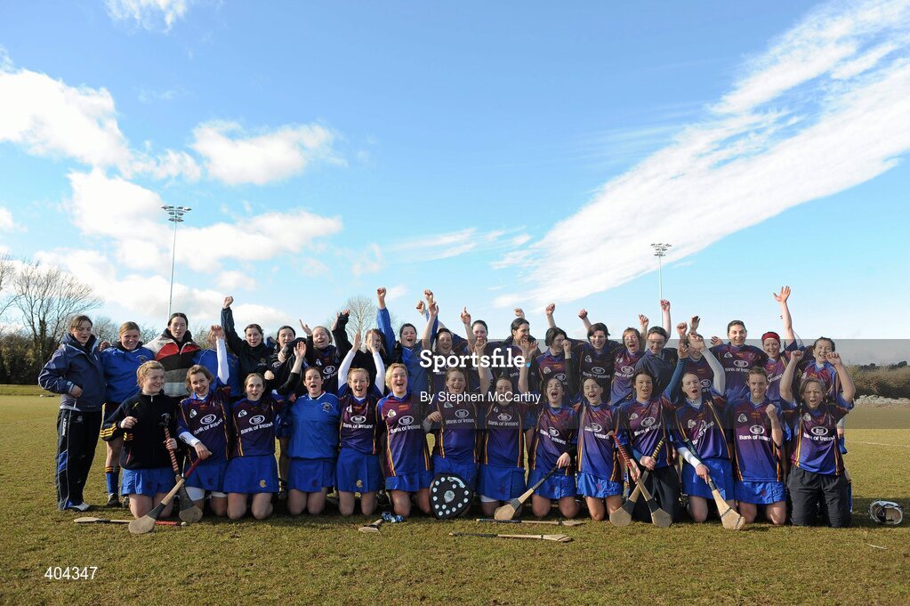 21 February 2010; The UL squad celebrate with the Ashbourne Shield following victroy over CIT. Ashbourne Shield Final, Cork Institute of Technology v University of Limerick. Cork Institute of Technology, Cork. Picture credit: Stephen McCarthy / SPORTSFILE